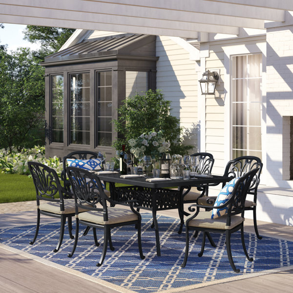 Three Posts™ Lebanon 7Piece Patio Dining Set with Cushions and 42 x 72